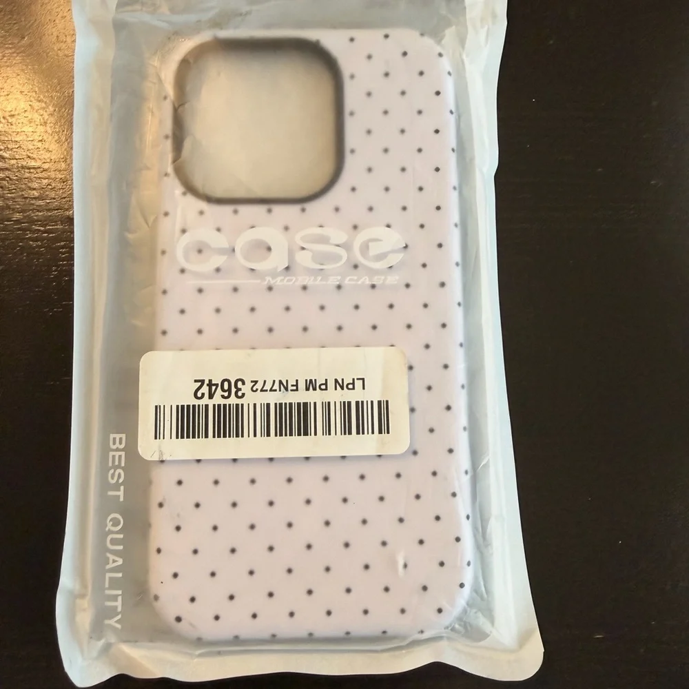 iPhone 16 pro Polka Dot White Phone Case with Black Accents - Protective Cover